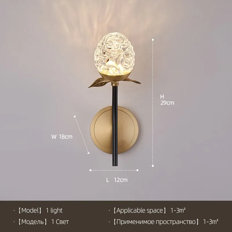 LED Wall Lamp For Living Room Mirror Pine Cone Shape Wall Lights Gold Bedroom Wall Decoration Lamps Home Indoor Lighting Sconce