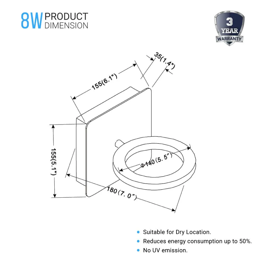 LED Wall Sconce Fixture, Dimmable, 3000K (Warm White)