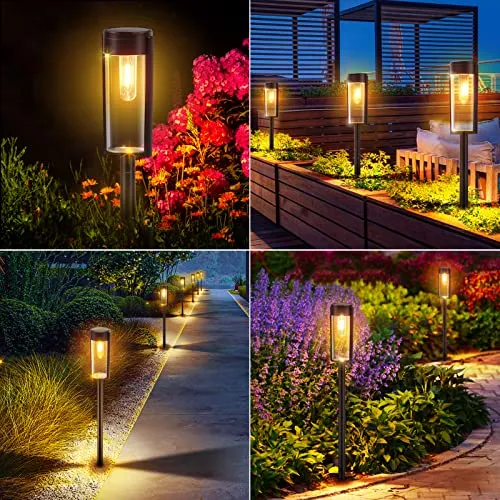 LETMY Solar Pathway Lights Outdoor, New Upgraded 6 Pack Solar Outdoor Lights, IP65 Waterproof Auto On/Off Solar Garden Lights Solar Powered Landscape Path Lights for Yard Lawn Patio Walkway