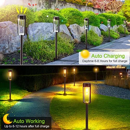 LETMY Solar Pathway Lights Outdoor, New Upgraded 6 Pack Solar Outdoor Lights, IP65 Waterproof Auto On/Off Solar Garden Lights Solar Powered Landscape Path Lights for Yard Lawn Patio Walkway