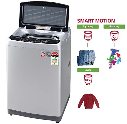 LG 8.0 Kg Inverter Fully-Automatic Top Loading Washing Machine (T80SJSF1Z, Middle Free Silver)