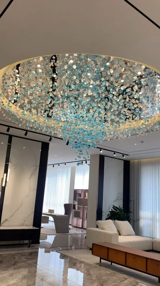 Light Luxury Multicolor Glass Stone Chandelier for Hotel/Living Room/Restaurant