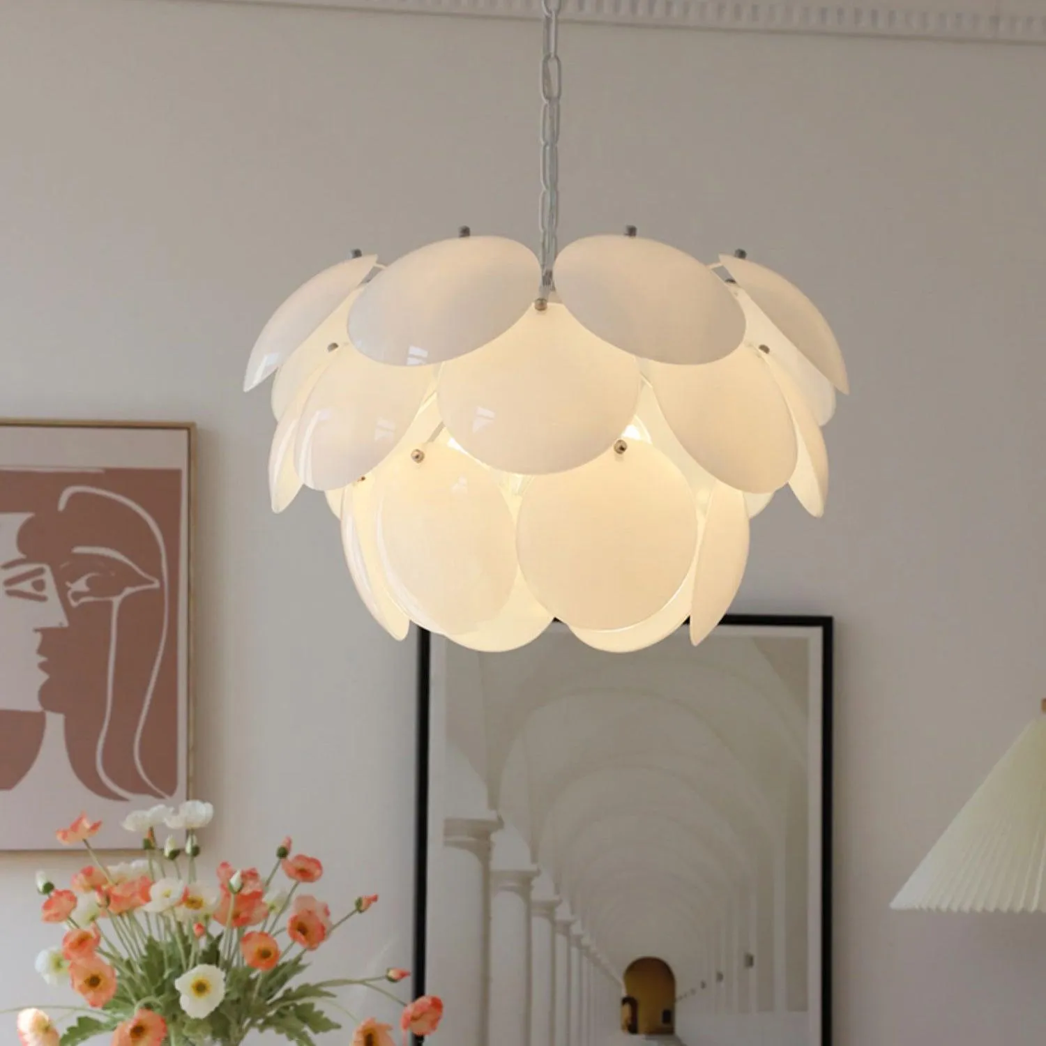 Luminous Petal Glass Chandelier