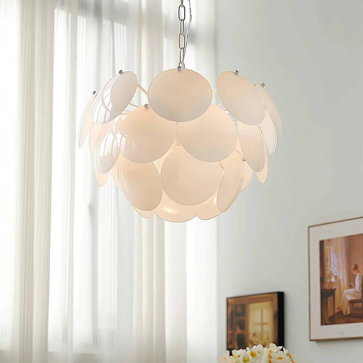 Luminous Petal Glass Chandelier