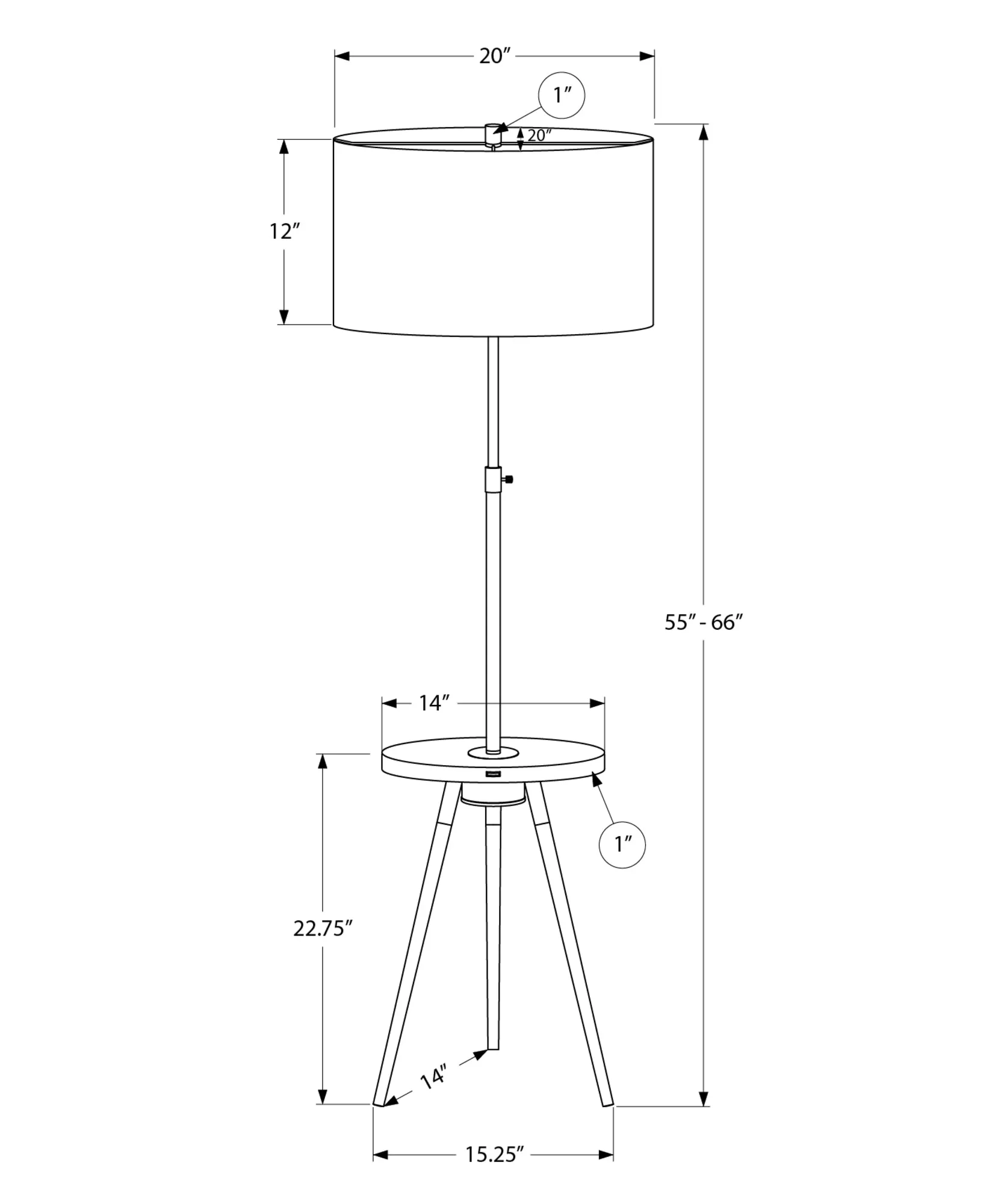 LuxeIllume 63 inch Contemporary Gold Floor Lamp with Ivory Shade