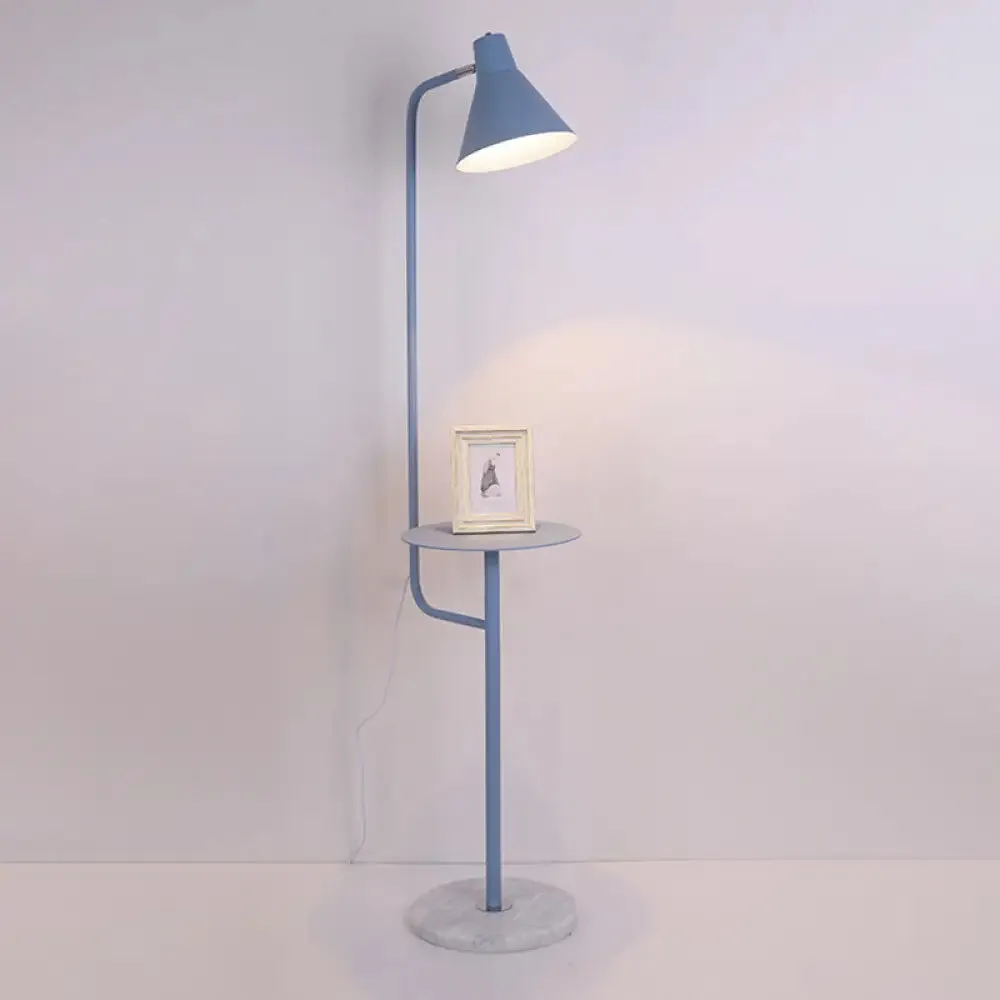 Macaron 1-Bulb Rotatable Floor Lamp with Metal Shade - Funnel Shaped Standing Light Fixture