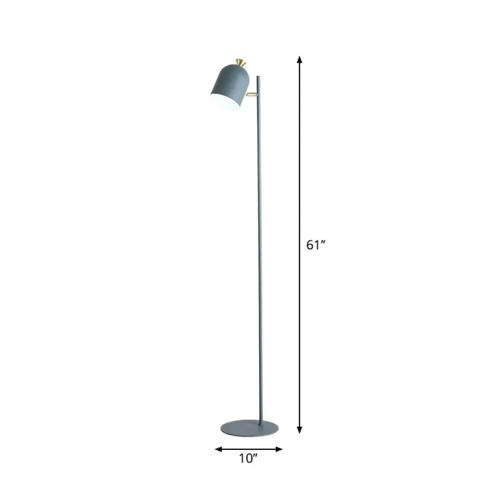 Macaron Cloche Floor Lamp with Adjustable Joint - Metal, 1 Head, Living Room Standing Light