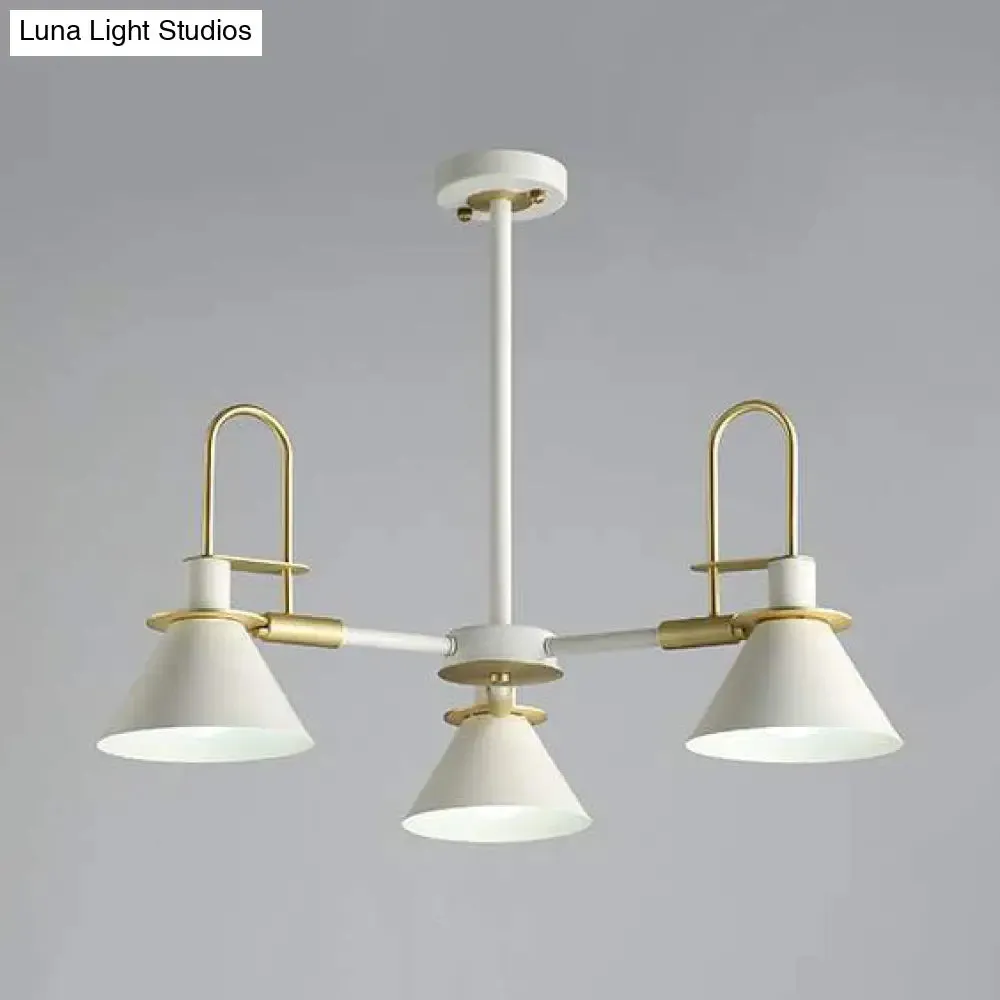 Macaron Loft Funnel Chandelier: Stylish Metal Suspension Light for Nurseries