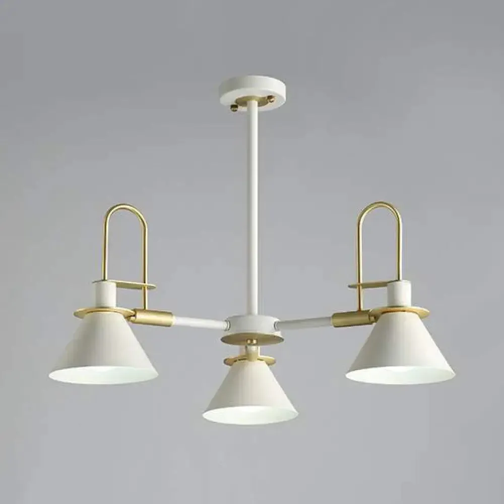 Macaron Loft Funnel Chandelier: Stylish Metal Suspension Light for Nurseries