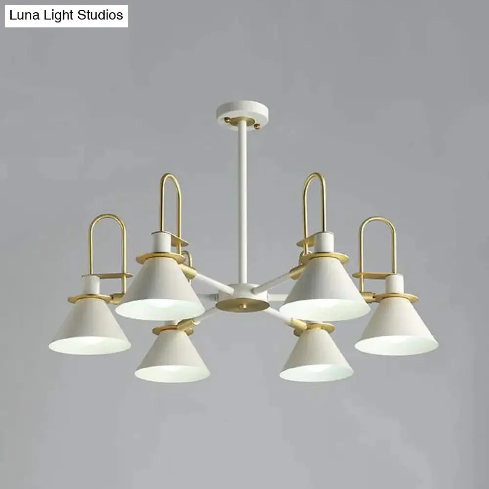 Macaron Loft Funnel Chandelier: Stylish Metal Suspension Light for Nurseries