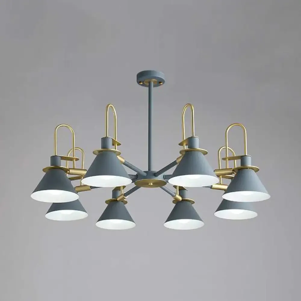 Macaron Loft Funnel Chandelier: Stylish Metal Suspension Light for Nurseries