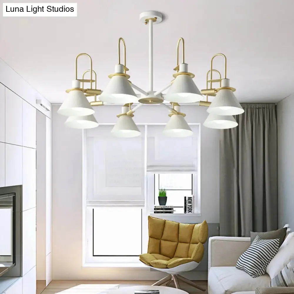 Macaron Loft Funnel Chandelier: Stylish Metal Suspension Light for Nurseries