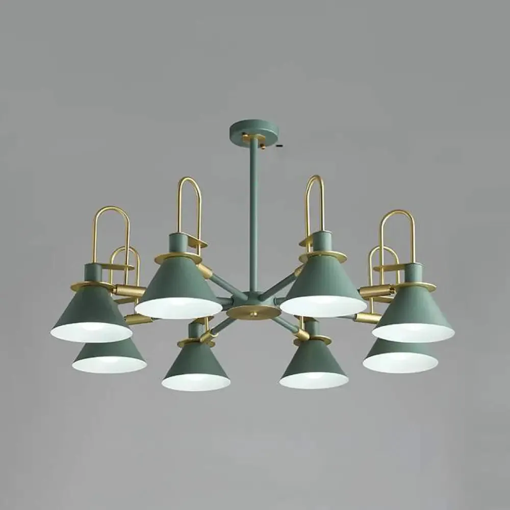 Macaron Loft Funnel Chandelier: Stylish Metal Suspension Light for Nurseries