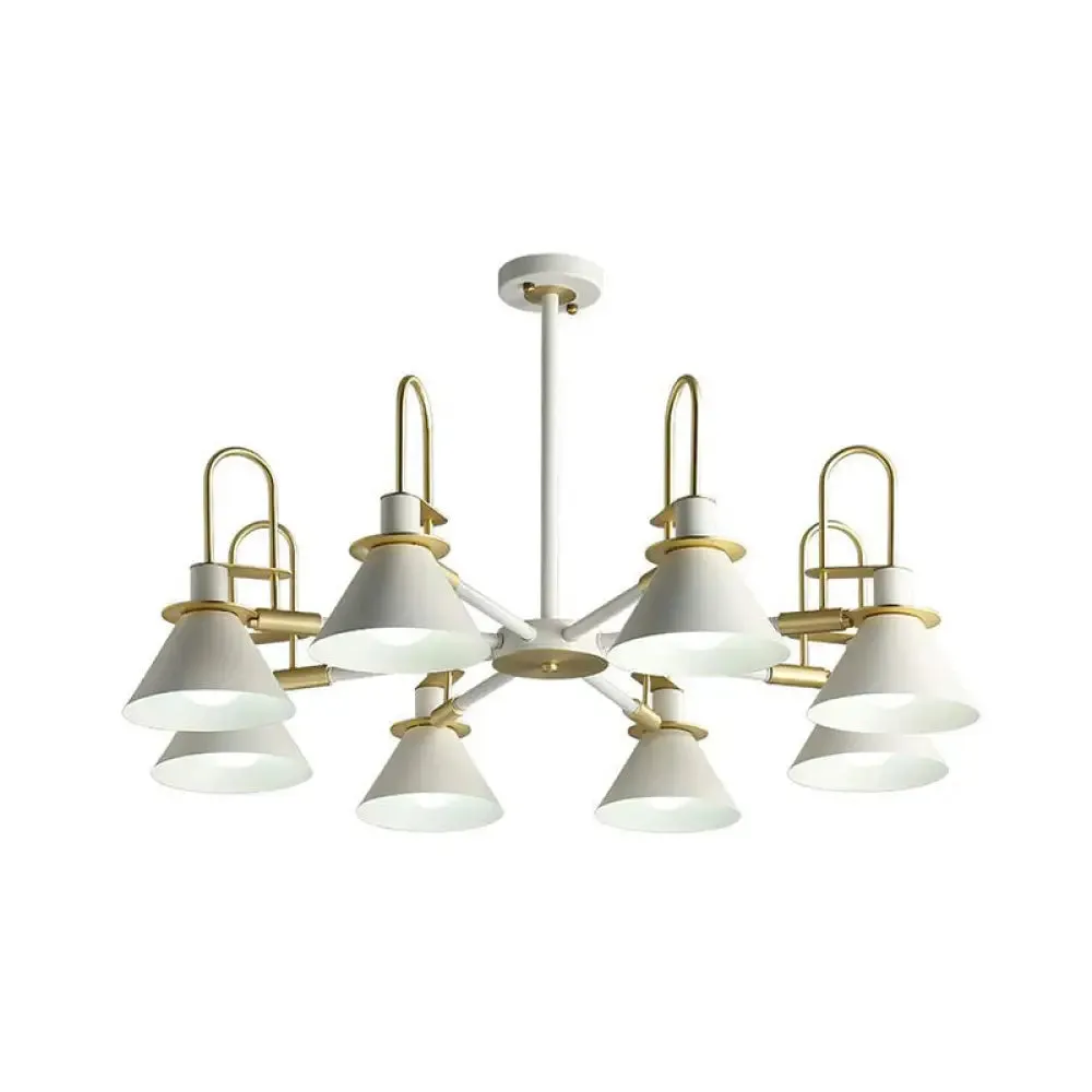 Macaron Loft Funnel Chandelier: Stylish Metal Suspension Light for Nurseries