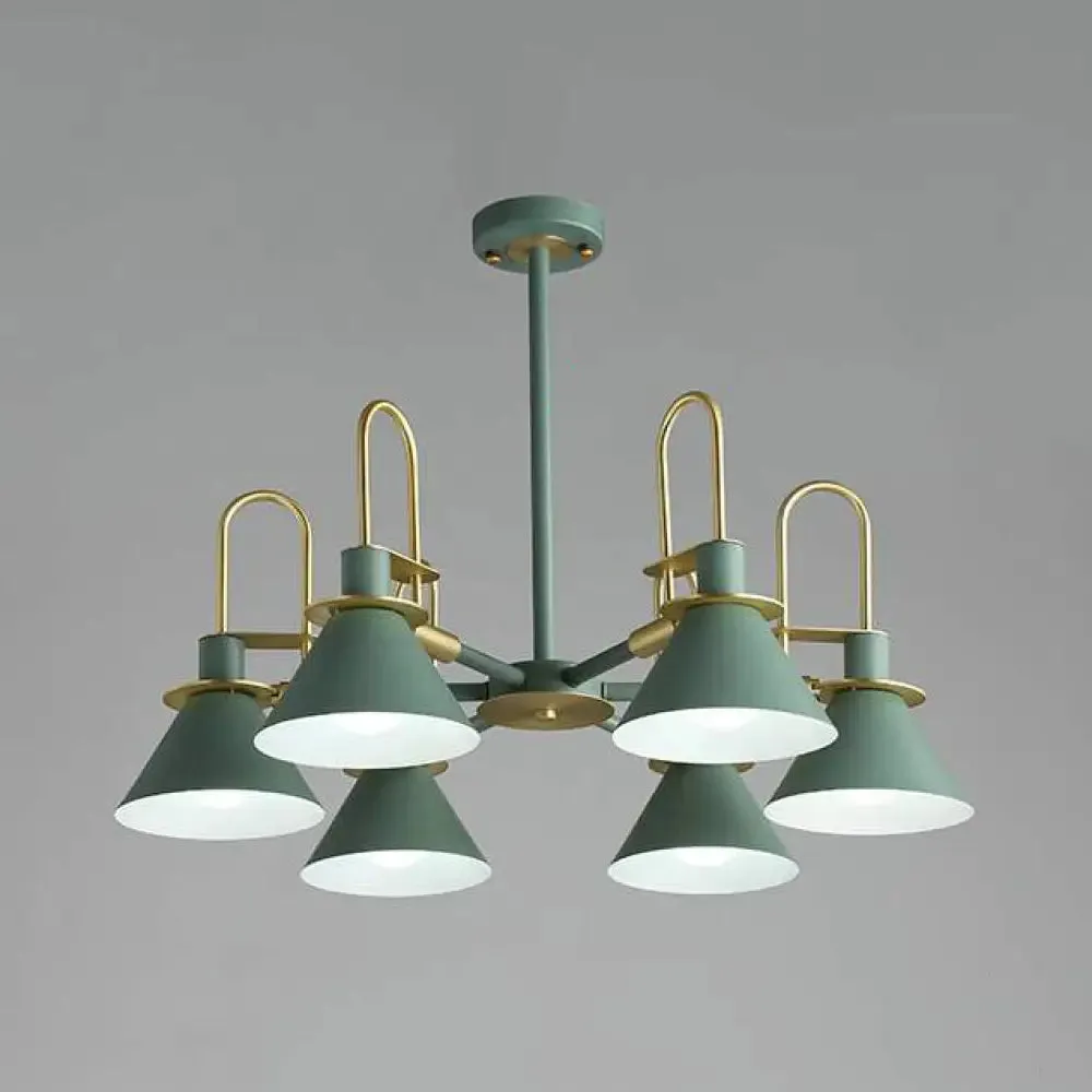 Macaron Loft Funnel Chandelier: Stylish Metal Suspension Light for Nurseries