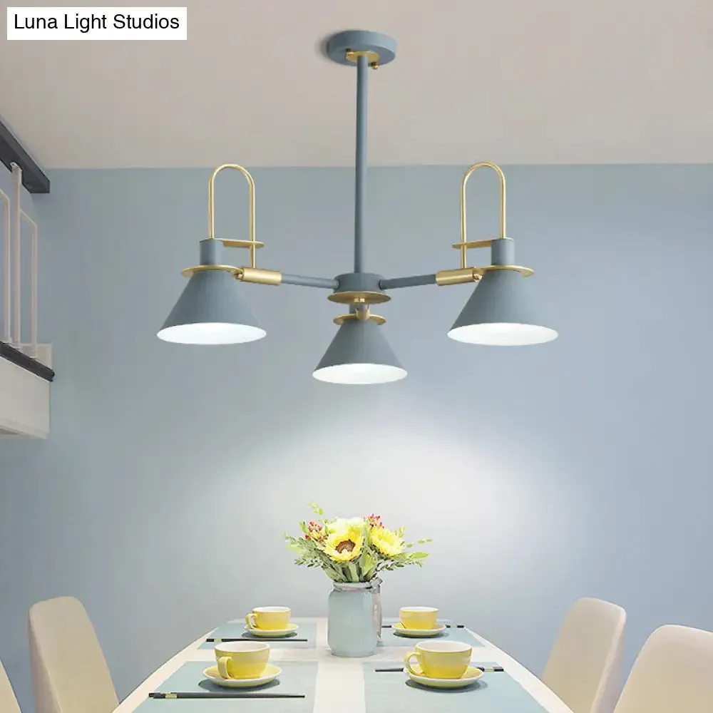 Macaron Loft Funnel Chandelier: Stylish Metal Suspension Light for Nurseries