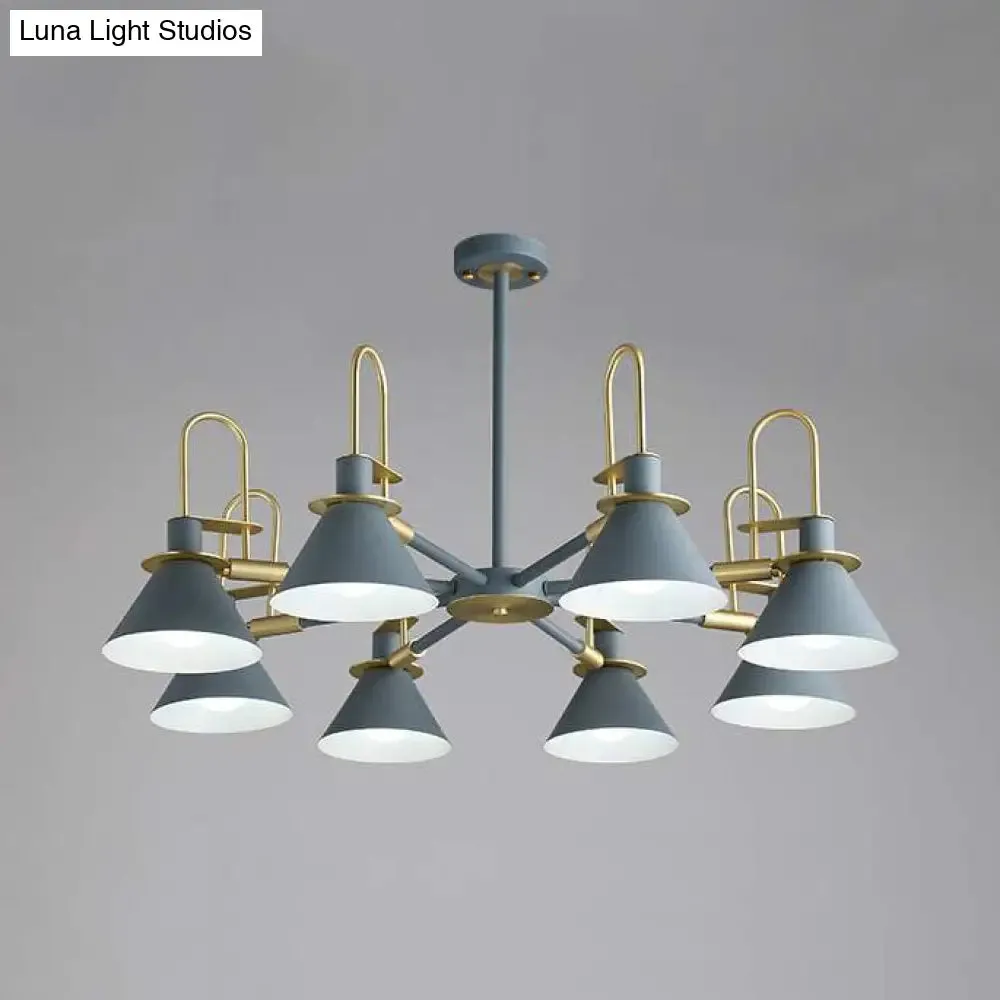 Macaron Loft Funnel Chandelier: Stylish Metal Suspension Light for Nurseries