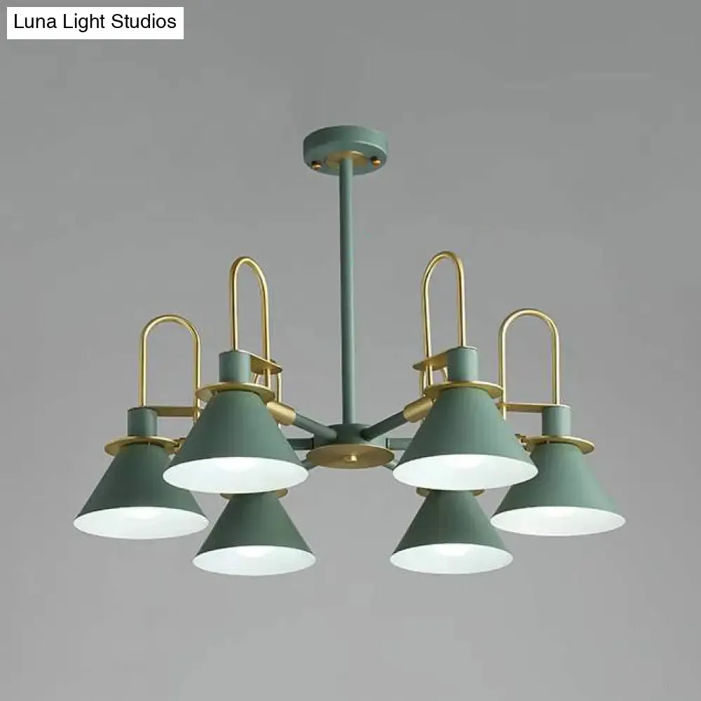 Macaron Loft Funnel Chandelier: Stylish Metal Suspension Light for Nurseries