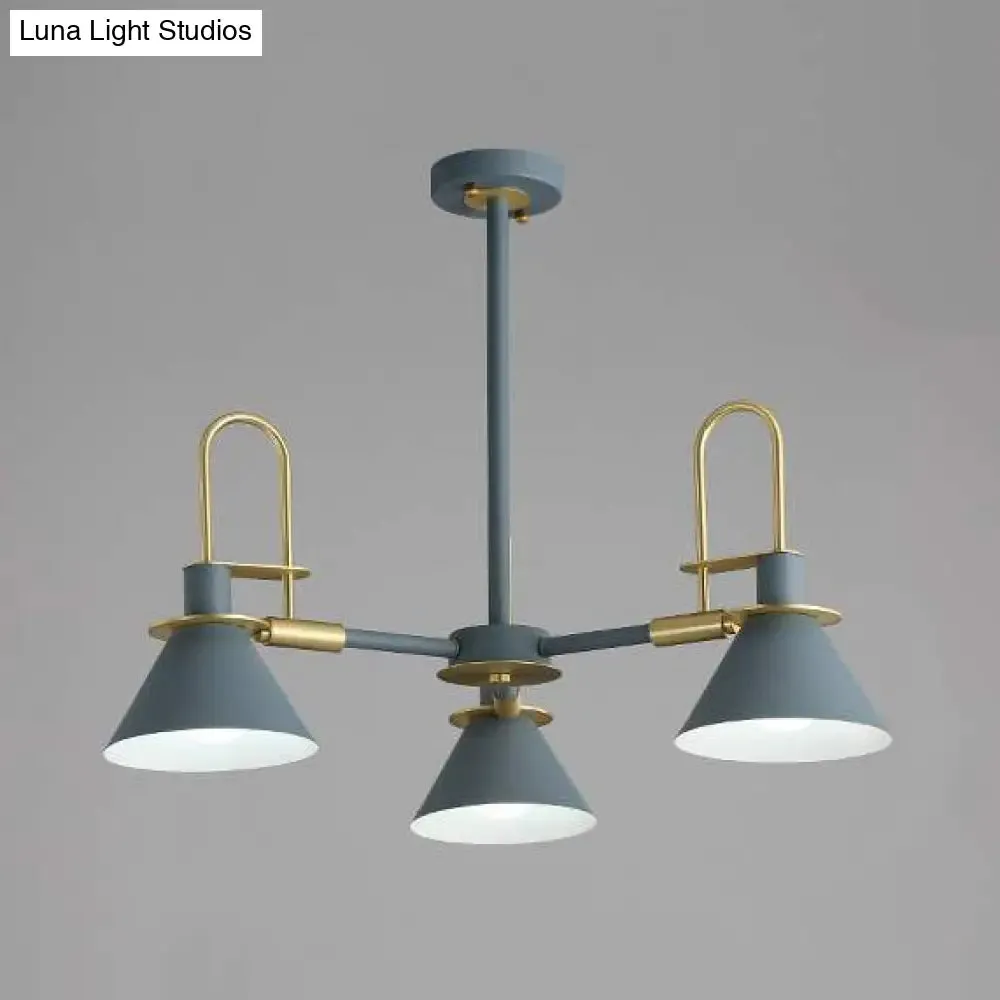 Macaron Loft Funnel Chandelier: Stylish Metal Suspension Light for Nurseries