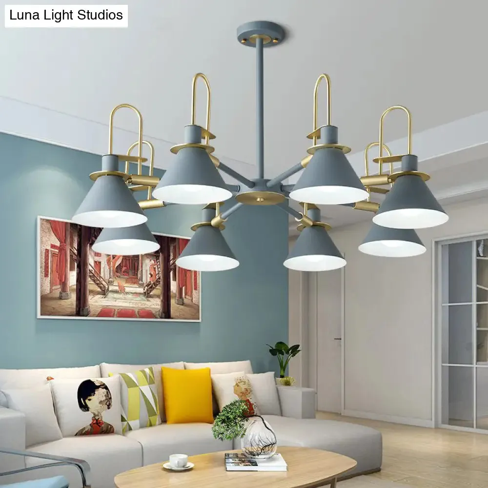 Macaron Loft Funnel Chandelier: Stylish Metal Suspension Light for Nurseries