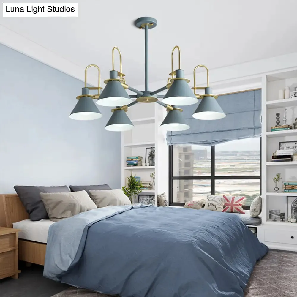 Macaron Loft Funnel Chandelier: Stylish Metal Suspension Light for Nurseries