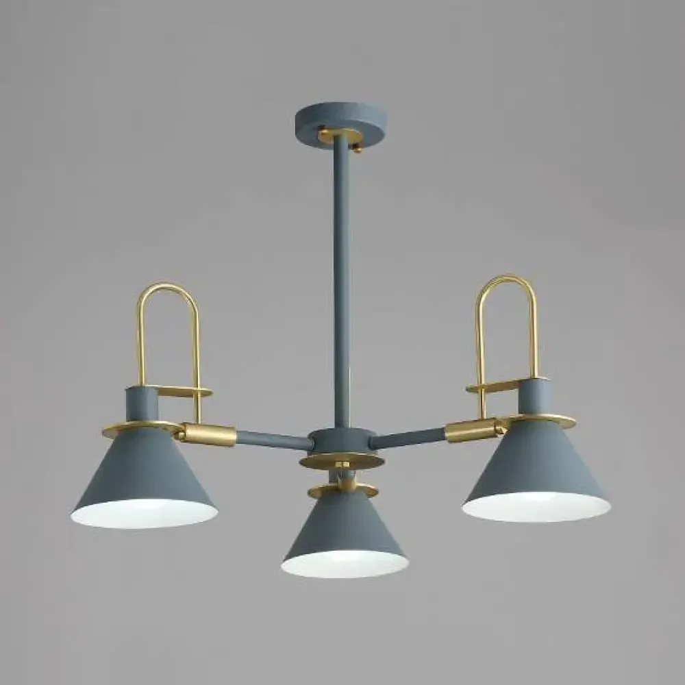 Macaron Loft Funnel Chandelier: Stylish Metal Suspension Light for Nurseries