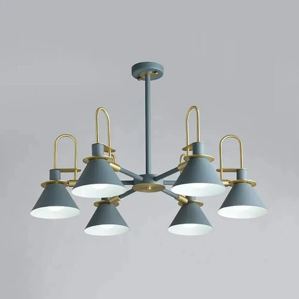 Macaron Loft Funnel Chandelier: Stylish Metal Suspension Light for Nurseries