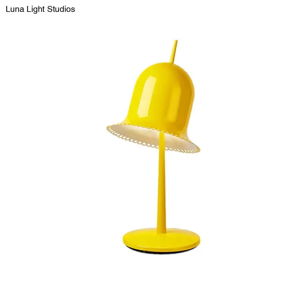 Macaron Pink/Yellow Night Light Table Lamp - Single Bedroom Table Lamp with Metal Bell Shade