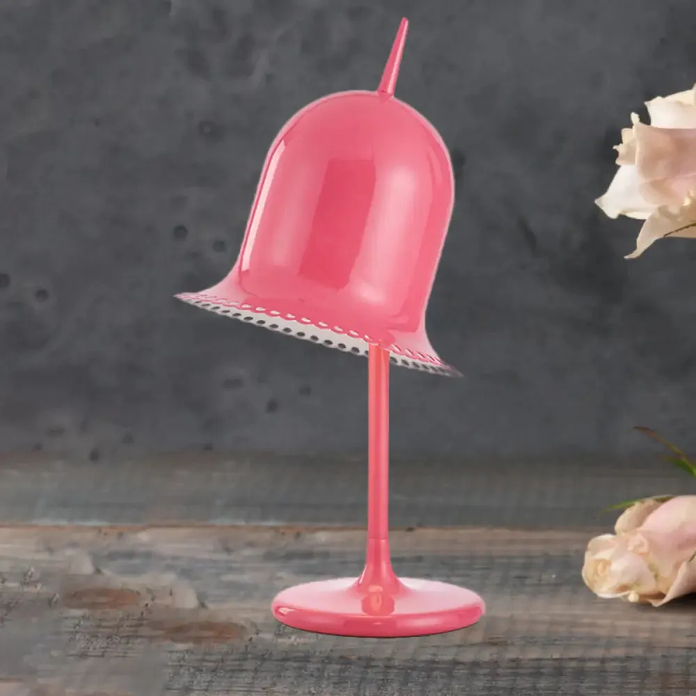 Macaron Pink/Yellow Night Light Table Lamp - Single Bedroom Table Lamp with Metal Bell Shade