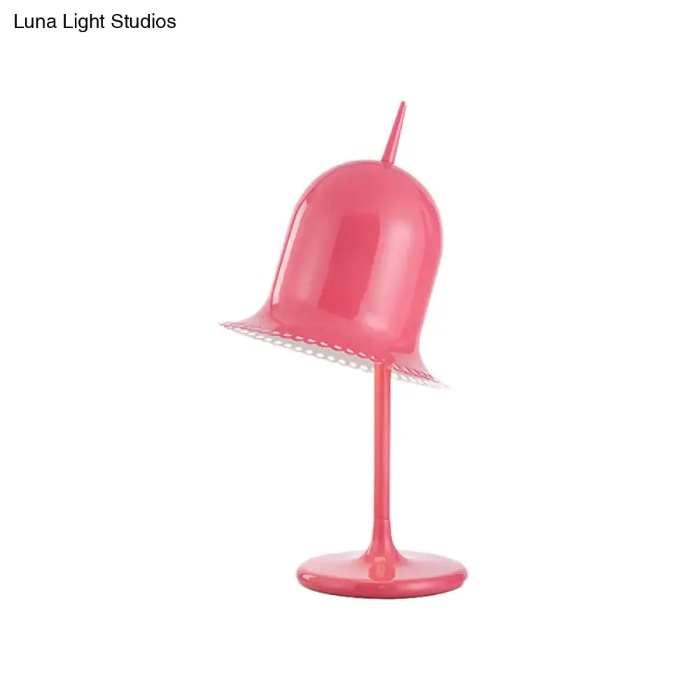 Macaron Pink/Yellow Night Light Table Lamp - Single Bedroom Table Lamp with Metal Bell Shade