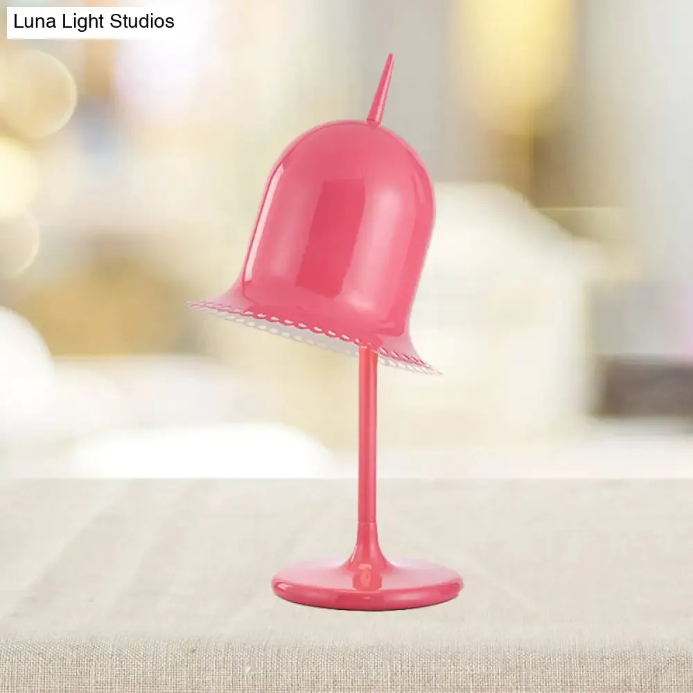 Macaron Pink/Yellow Night Light Table Lamp - Single Bedroom Table Lamp with Metal Bell Shade