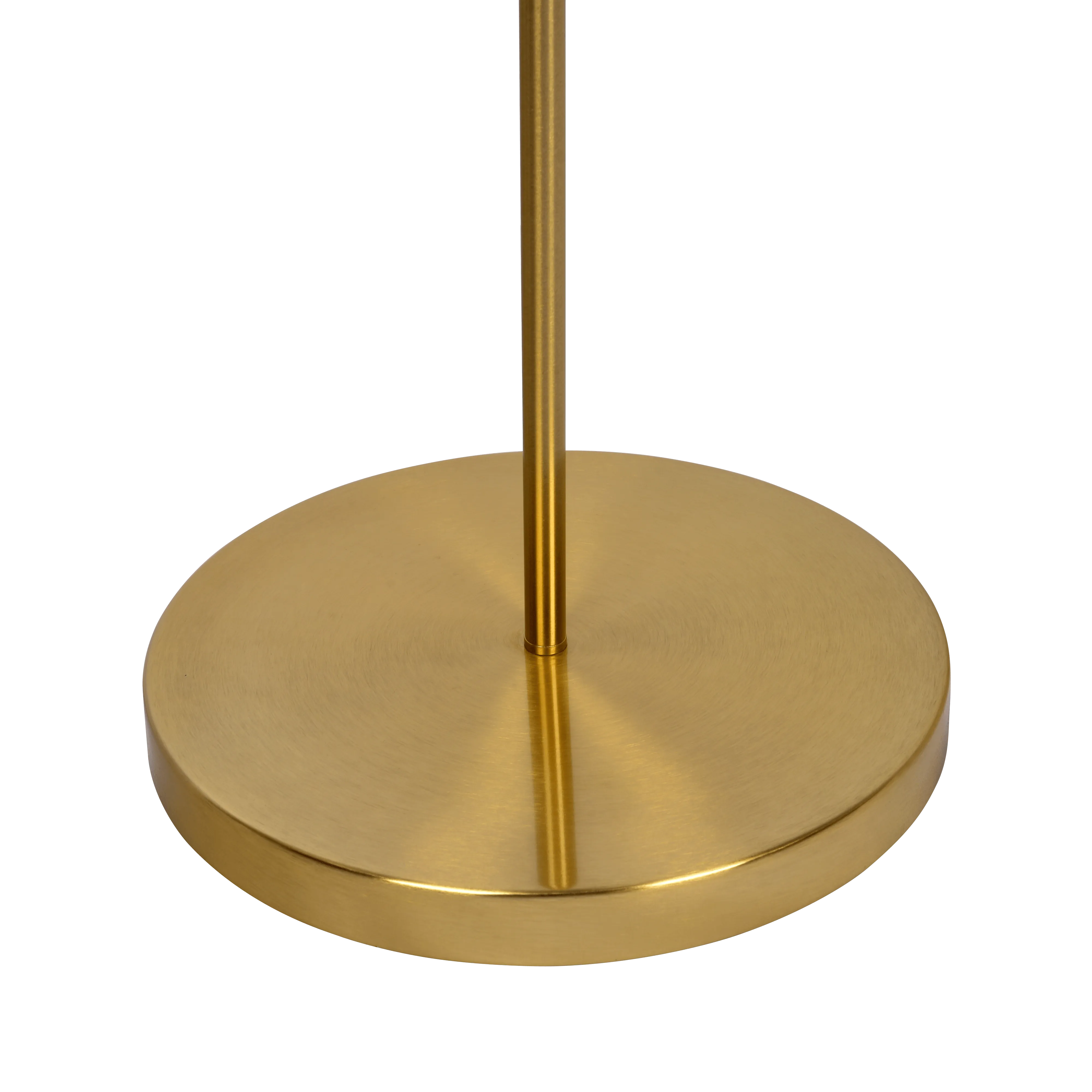 Majestic Brass Ring Base Curved Floor Lamp with Triangle White Drum Shade