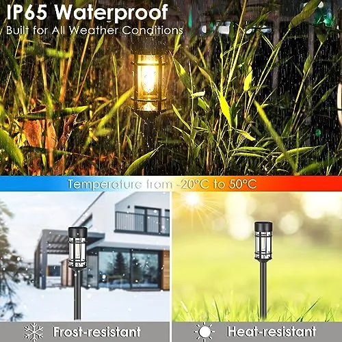 Mancra Solar Pathway Lights, 8 Pack LED Solar Lights Outdoor Waterproof, Glass Solar Garden Lights Landscape Lighting for Yard Lawn Walkway Driveway, 3000K