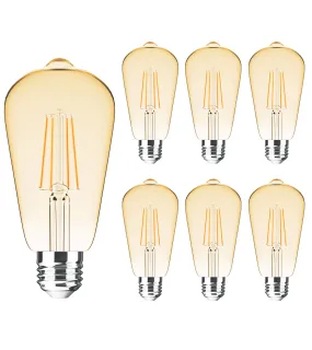 MEIXISUE Edison ST64 LED E26 Base Bulb 6 Packs