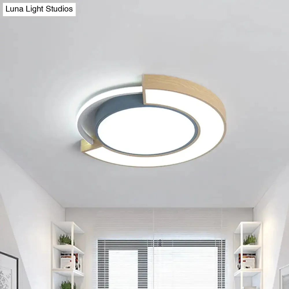 Metal LED Ceiling Light in Macaron Grey/Green with Warm/White Light - 16.5"/20.5" Width