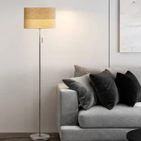 Minimal Beige Cylinder Floor Lamp with 1-Light Reading and Pull Chain