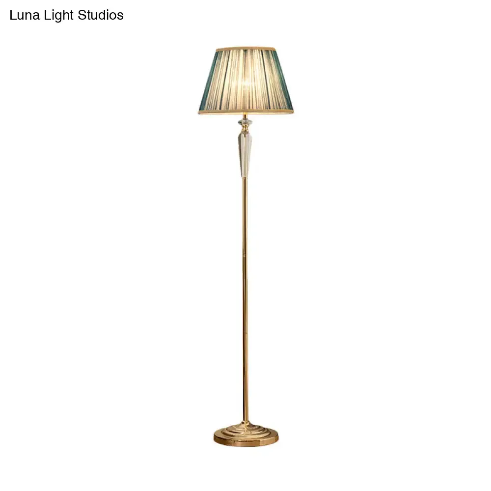 Minimal Beige/Light Purple/Royal Blue Fabric Floor Lamp with Crystal Accent - Ideal for Living Room