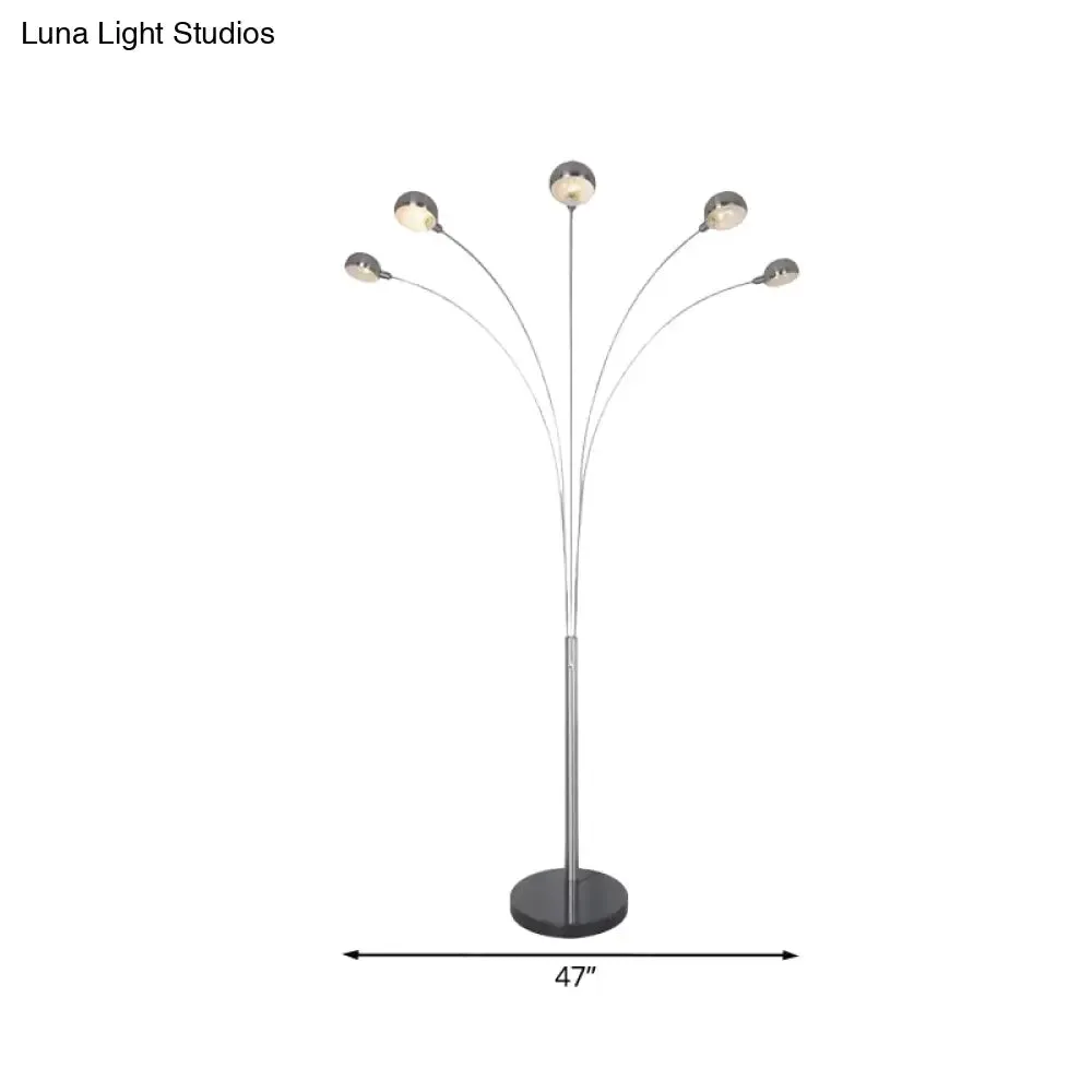 Minimal Tree Standing Lamp with Semi-Globe Metallic Shade - Silver Finish