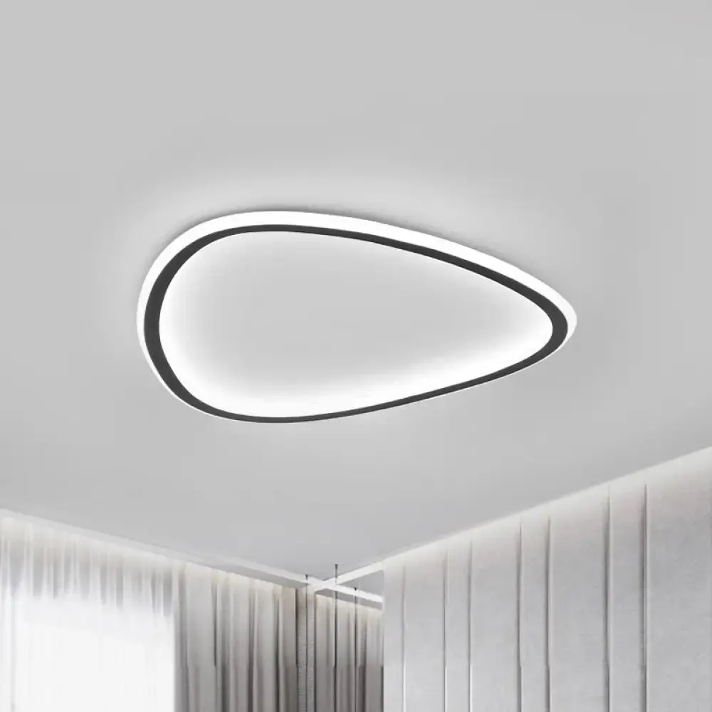 Minimalist Black LED Teardrop Metal Ceiling Light - Warm/White/3 Color Options - 15"/19" Width