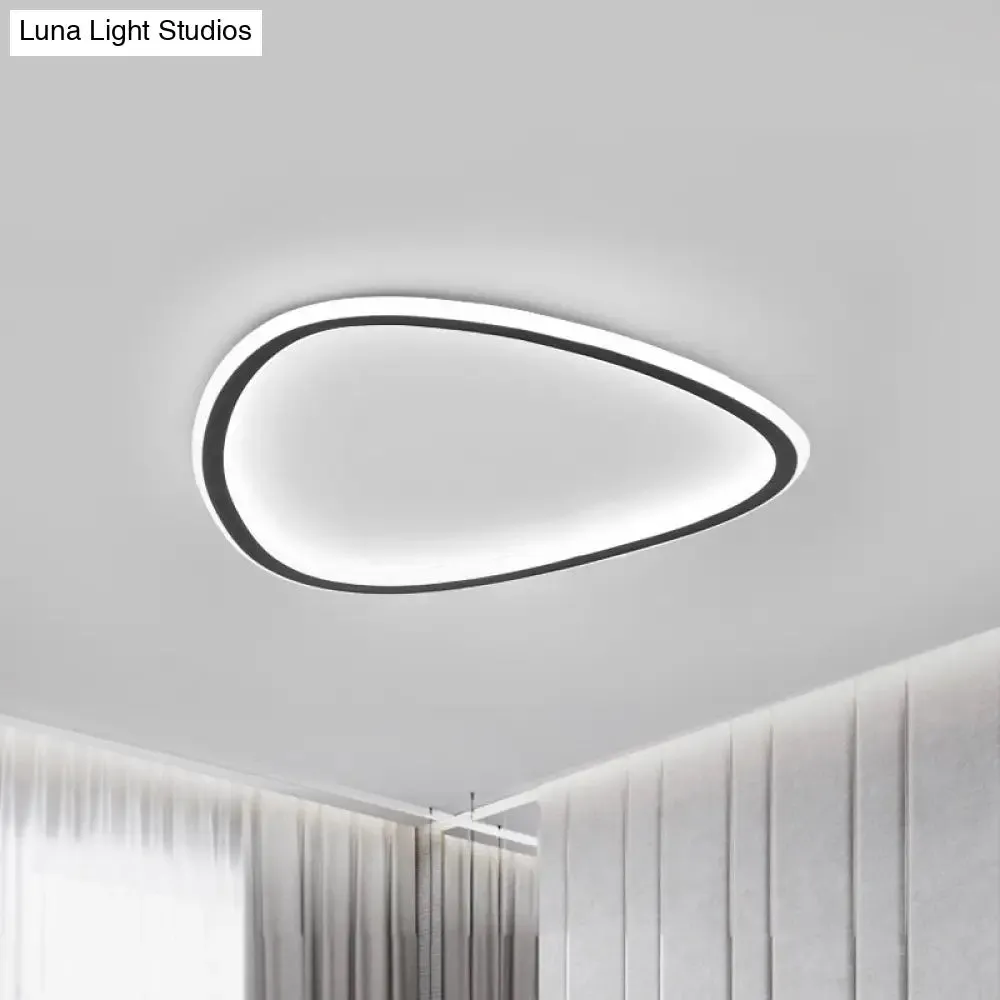 Minimalist Black LED Teardrop Metal Ceiling Light - Warm/White/3 Color Options - 15"/19" Width