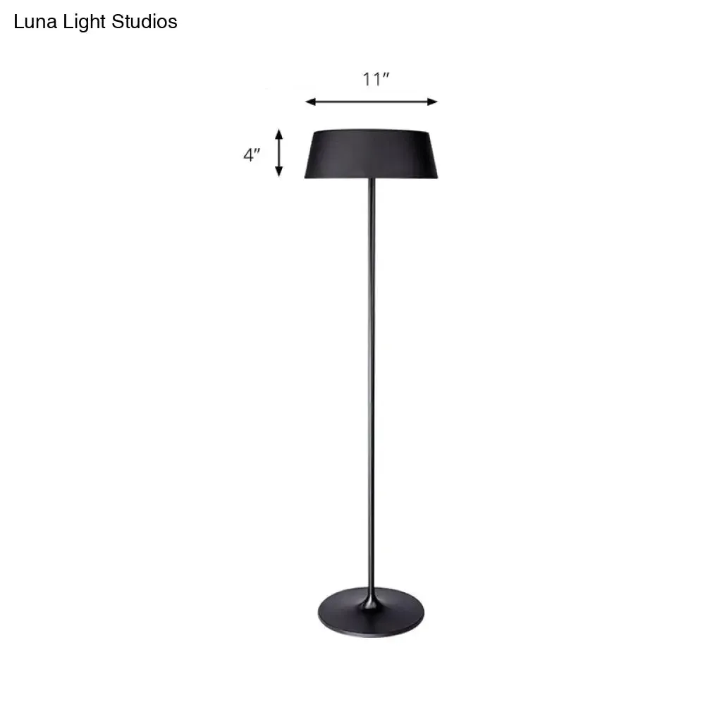 Minimalist Black/White Smooth Drum Floor Lamp - 3-Light Metal Lighting for Living Room