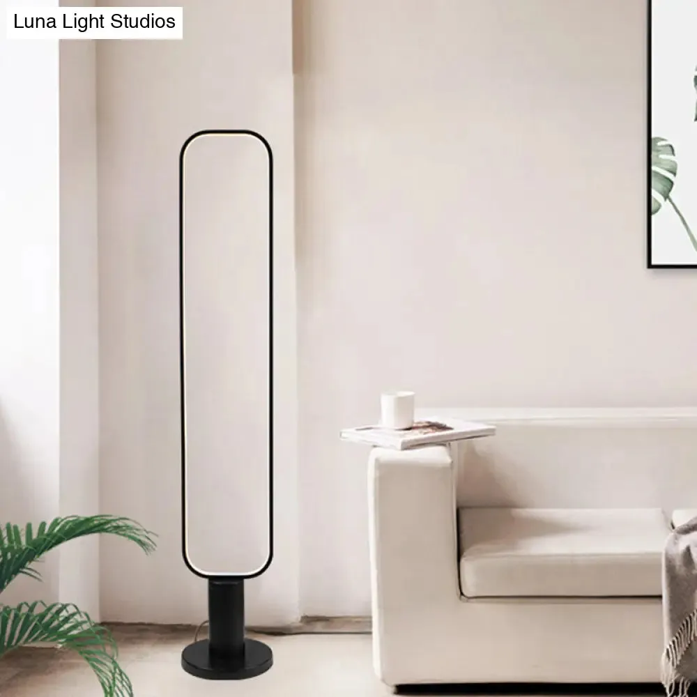 Minimalist Metal LED Bedroom Reading Floor Lamp, 1/2 Tiers, Rectangular Standing Light in Black/White