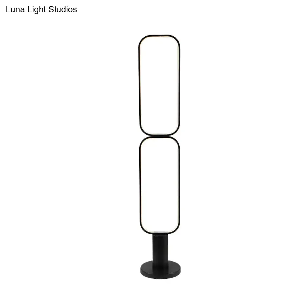 Minimalist Metal LED Bedroom Reading Floor Lamp, 1/2 Tiers, Rectangular Standing Light in Black/White