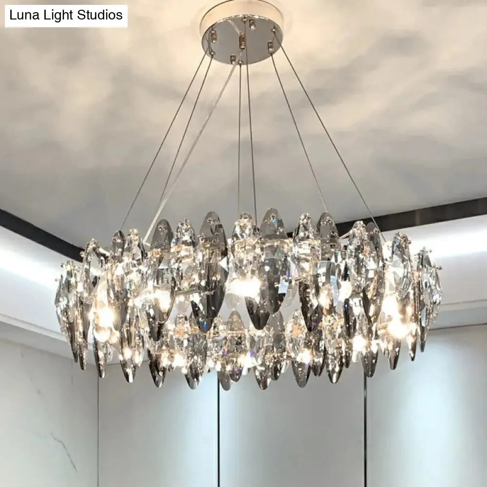 Minimalist Oval Crystal Clear Pendant Chandelier - Elegant Ceiling Light for Restaurants