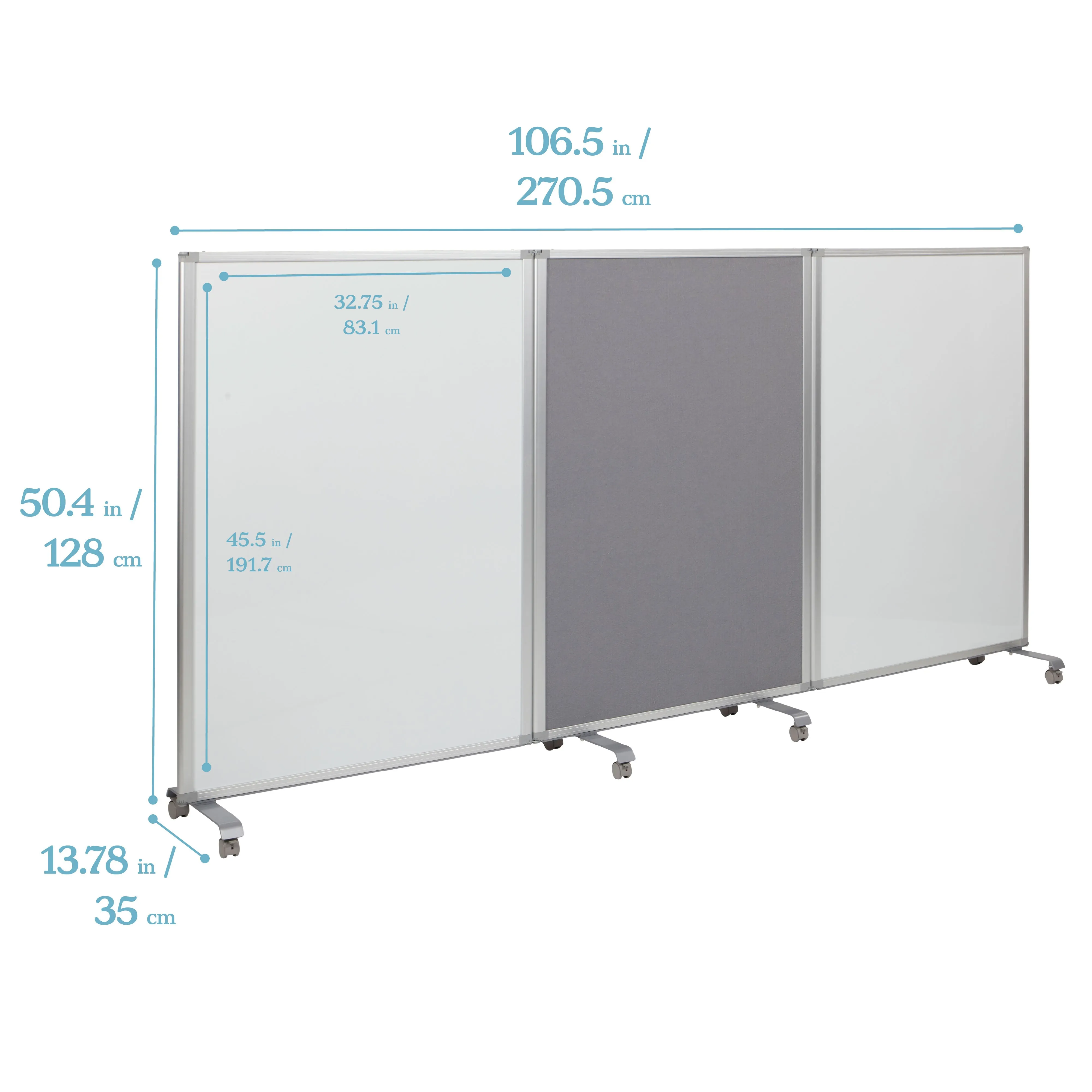 Mobile Dry-Erase and Flannel Room Divider, 3-Panel, School Supplies