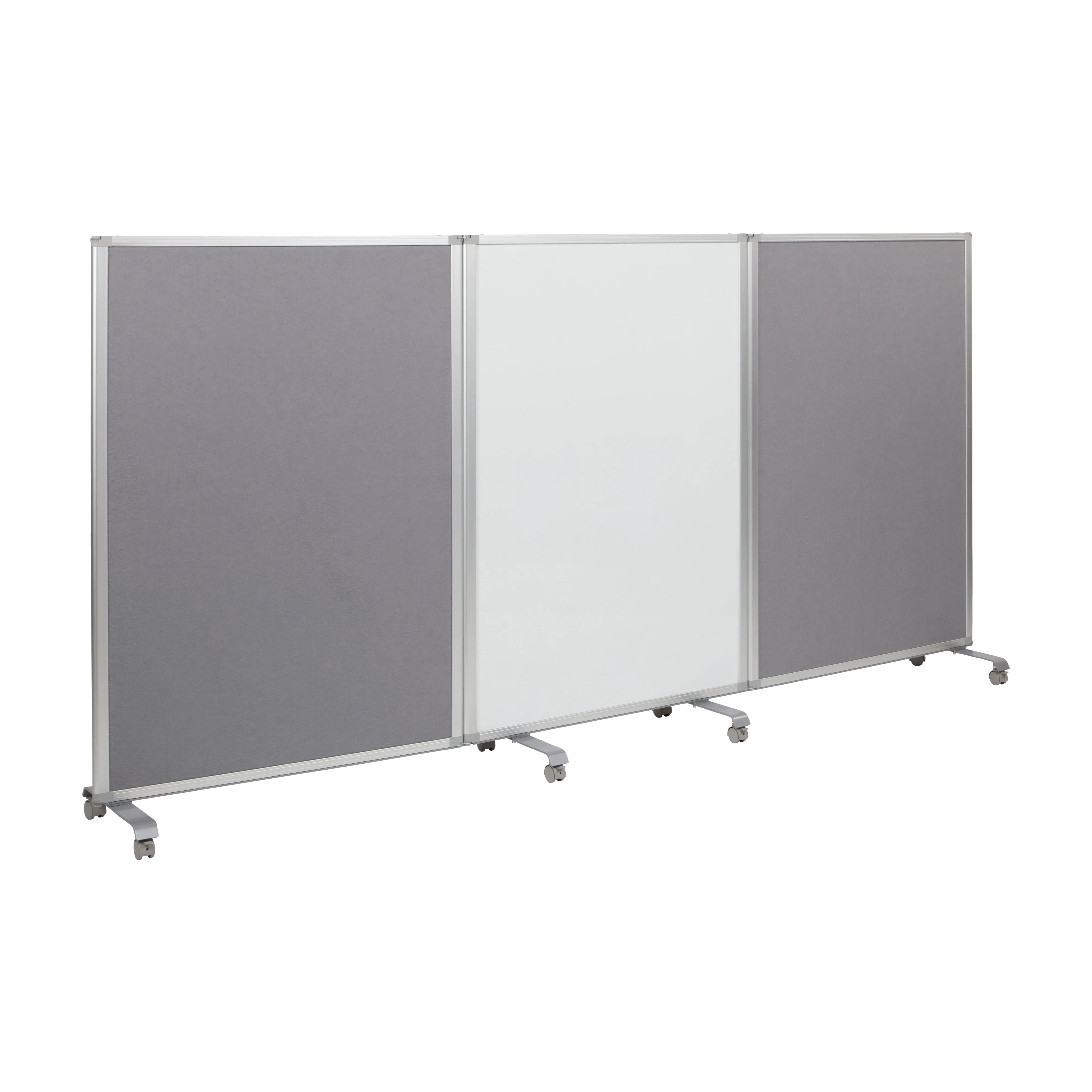 Mobile Dry-Erase and Flannel Room Divider, 3-Panel, School Supplies