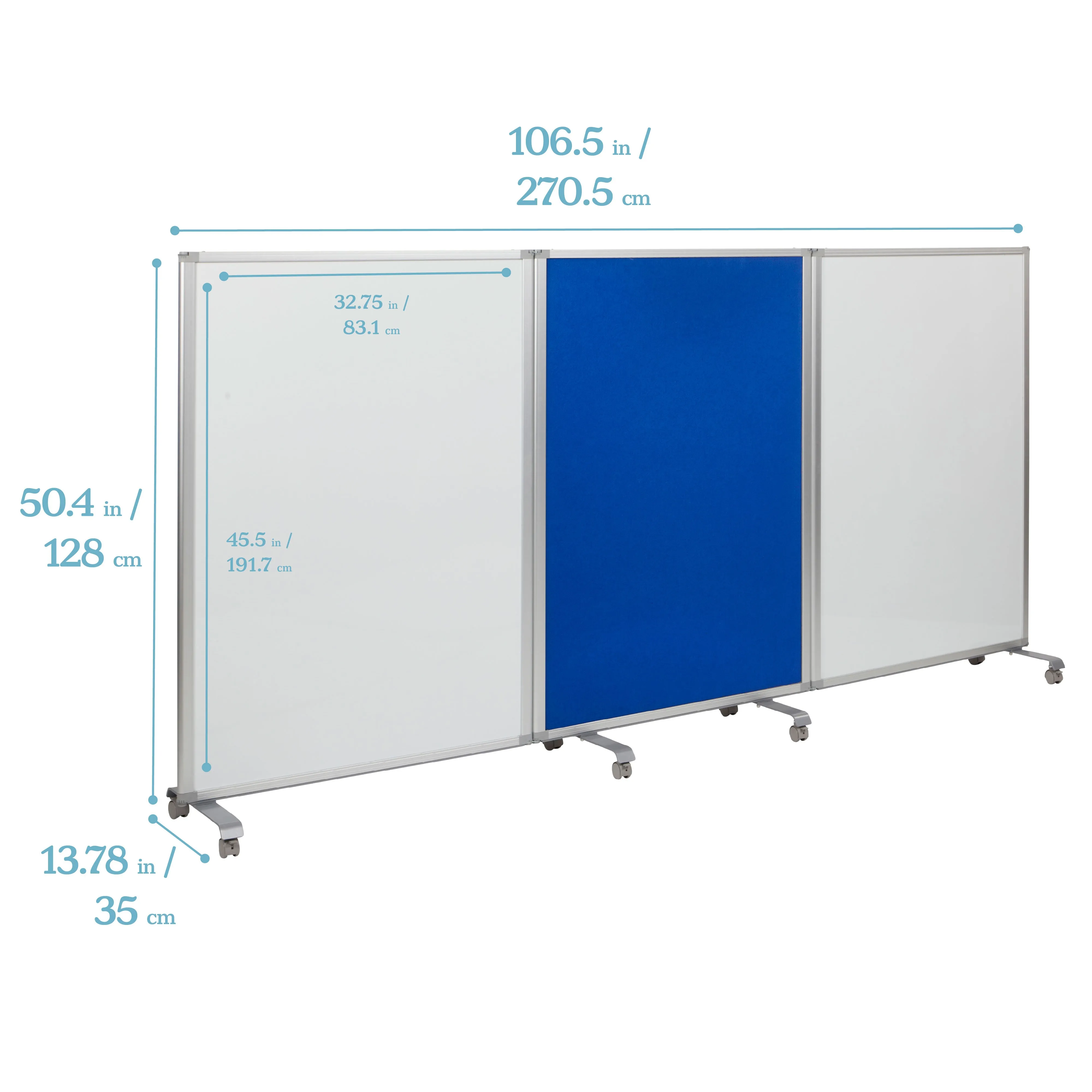 Mobile Dry-Erase and Flannel Room Divider, 3-Panel, School Supplies