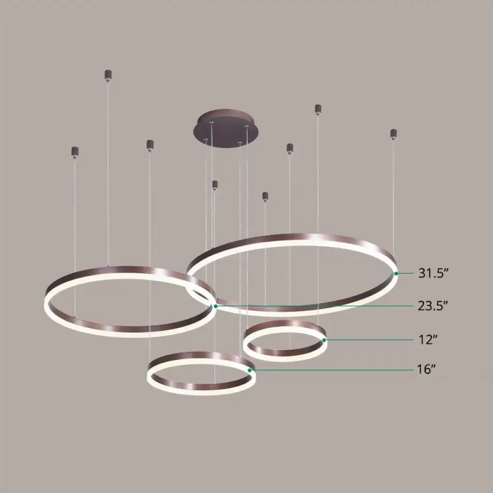 Modern Acrylic Coffee Chandelier: Multi-Ring Shaped Hanging Light for Living Room