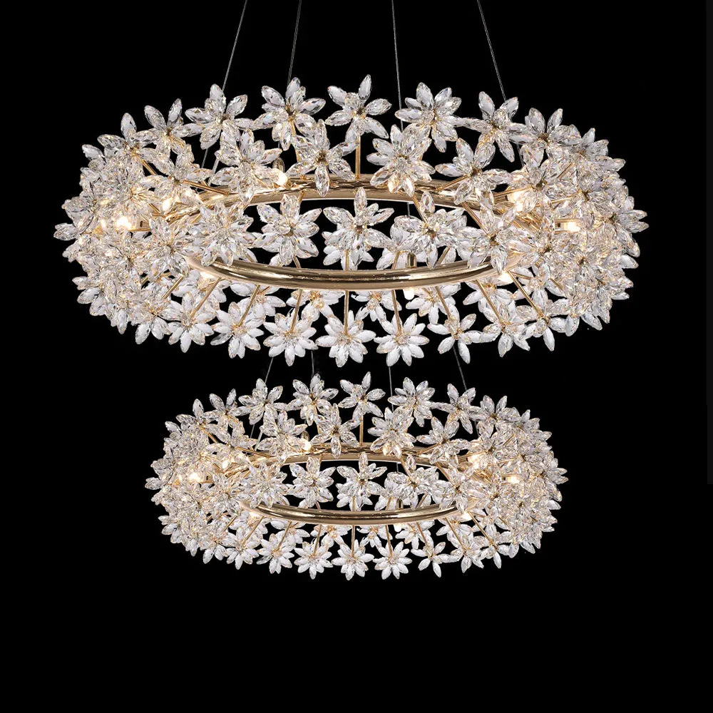 Modern Art Design Round Crystal Flower Chandelier for Bedroom/Living Room