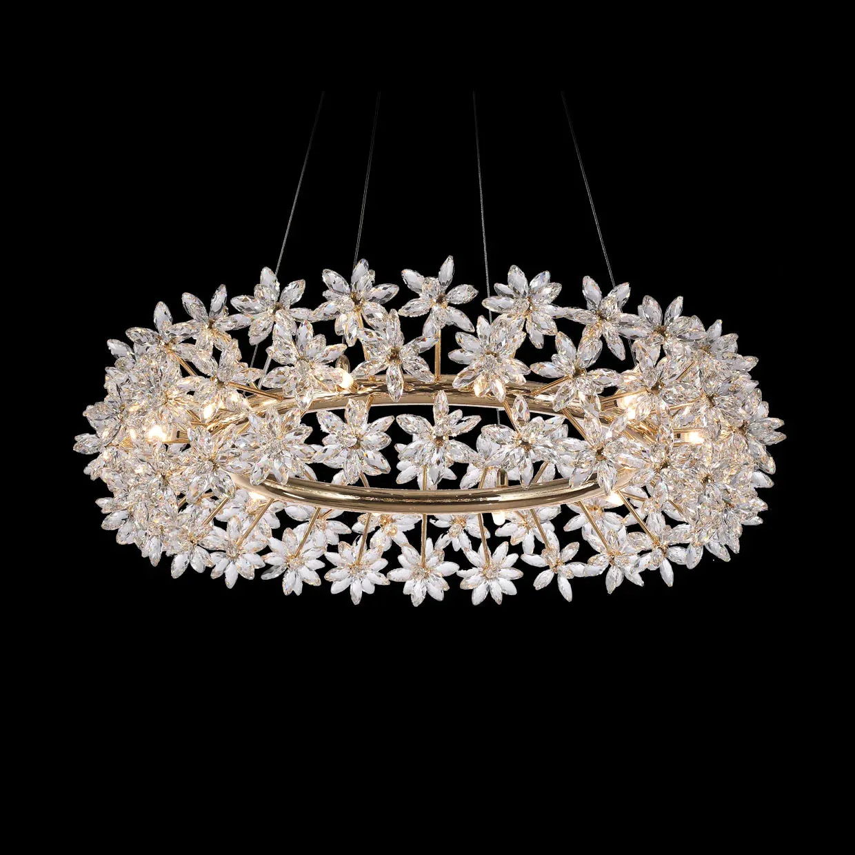 Modern Art Design Round Crystal Flower Chandelier for Bedroom/Living Room